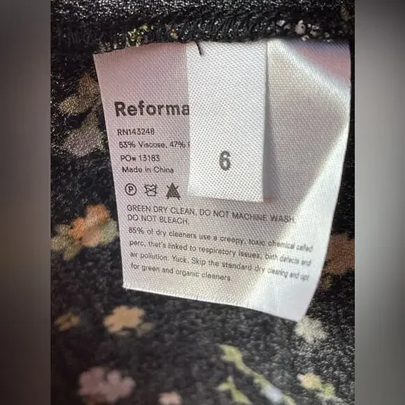 REFORMATION Crimini Slip Dress Posie Floral Print Black Size 6 NWT - Picture 9 of 10